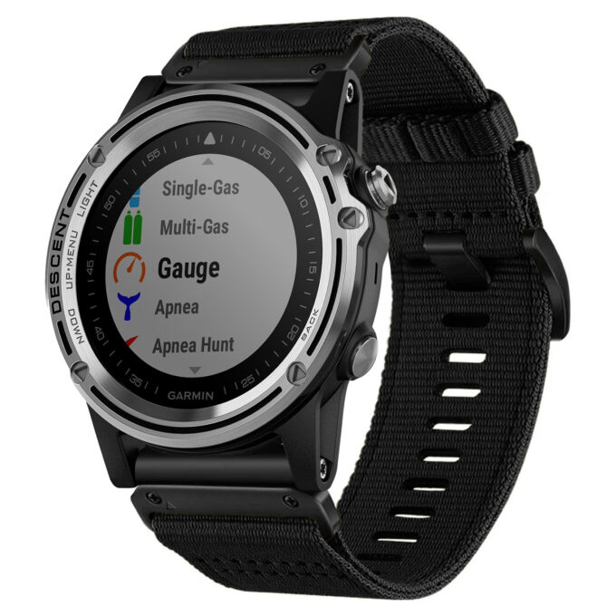 g.ny200.1 Midnight Black Pro Seatbelt Two Piece Watch Band Strap for Garmin Descent Mk1