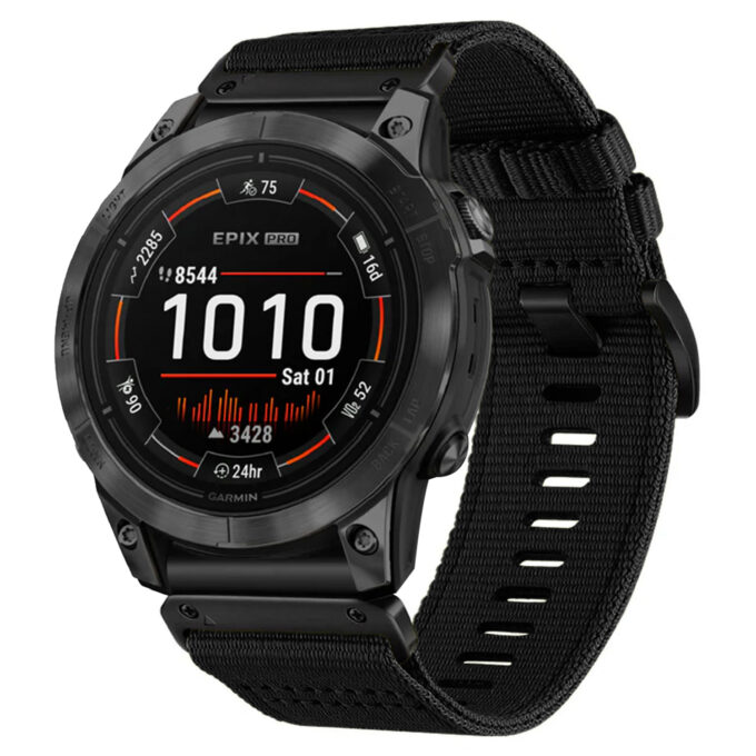 g.ny200.1 Midnight Black Pro Seatbelt Two Piece Watch Band Strap for Garmin Epix Pro