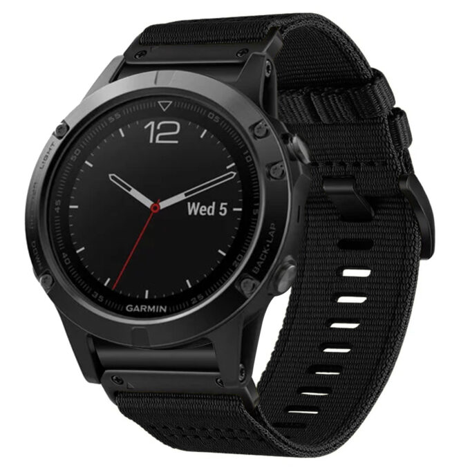 g.ny200.1 Midnight Black Pro Seatbelt Two Piece Watch Band Strap for Garmin Fenix 5