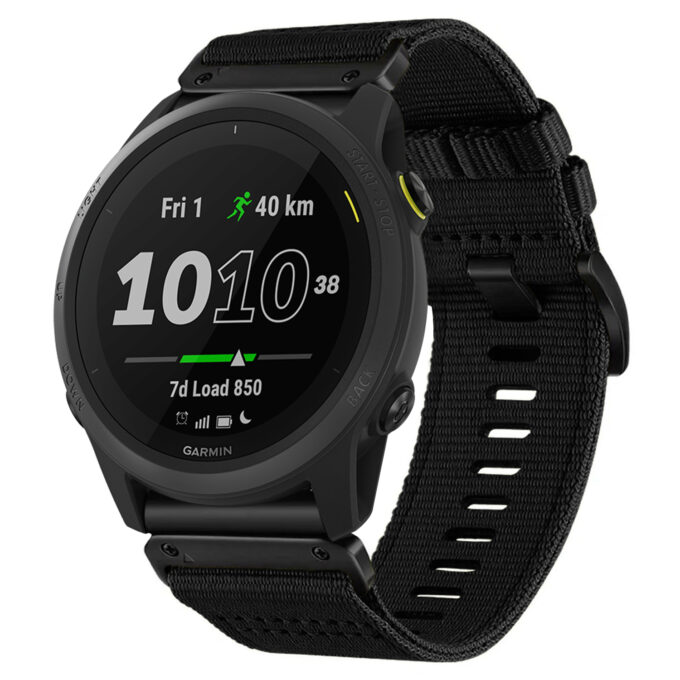 g.ny200.1 Midnight Black Pro Seatbelt Two Piece Watch Band Strap for Garmin Forerunner 745