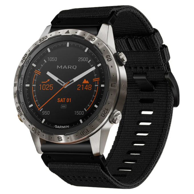 g.ny200.1 Midnight Black Pro Seatbelt Two Piece Watch Band Strap for Garmin MARQ