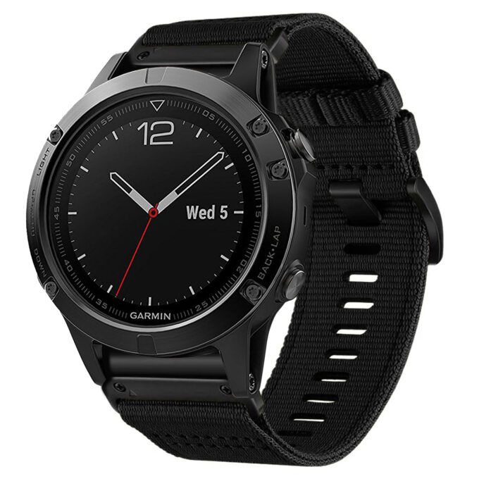 g.ny200.1 Midnight Black Pro Seatbelt Two Piece Watch Band Strap for Garmin Quatix 5