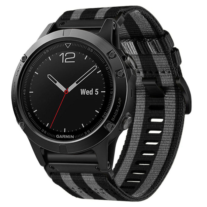 g.ny200.1.7 Black and Grey Bond Pro Seatbelt Two Piece Watch Band Strap for Garmin Quatix 5