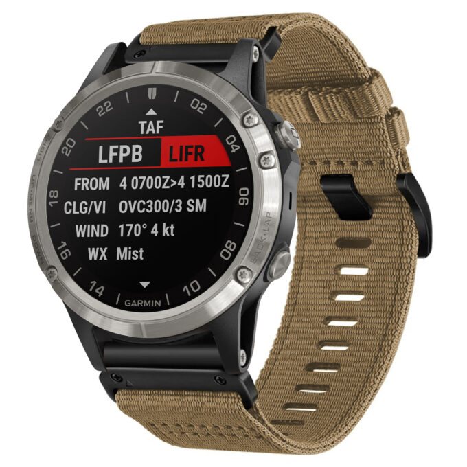 g.ny200.17 Khaki Camel Pro Seatbelt Two Piece Watch Band Strap for Garmin D2 Delta