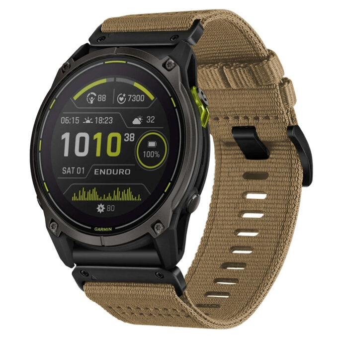 g.ny200.17 Khaki Camel Pro Seatbelt Two Piece Watch Band Strap for Garmin Enduro