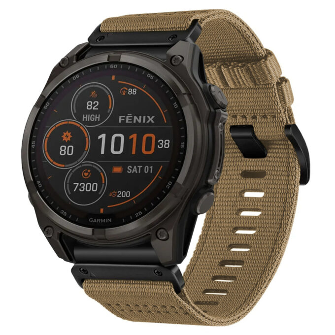 g.ny200.17 Khaki Camel Pro Seatbelt Two Piece Watch Band Strap for Garmin Fenix 8