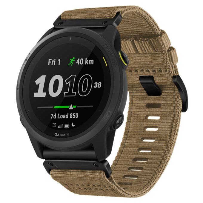 g.ny200.17 Khaki Camel Pro Seatbelt Two Piece Watch Band Strap for Garmin Forerunner 745