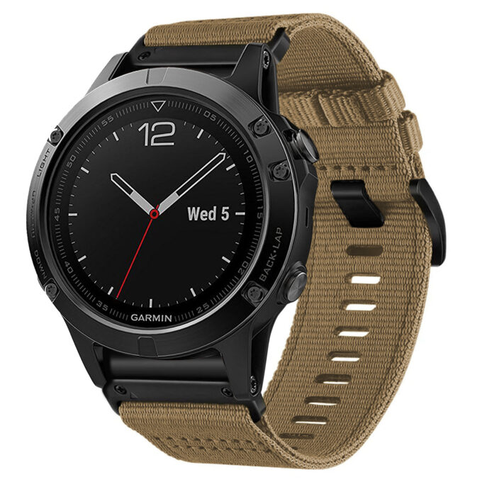 g.ny200.17 Khaki Camel Pro Seatbelt Two Piece Watch Band Strap for Garmin Quatix 5