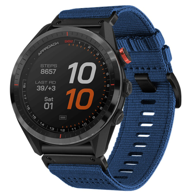 g.ny200.5 Navy Blue Pro Seatbelt Two Piece Watch Band Strap for Garmin Approach S62