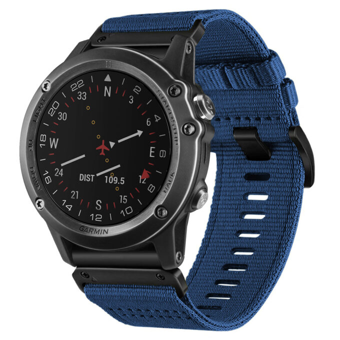 g.ny200.5 Navy Blue Pro Seatbelt Two Piece Watch Band Strap for Garmin D2 Bravo