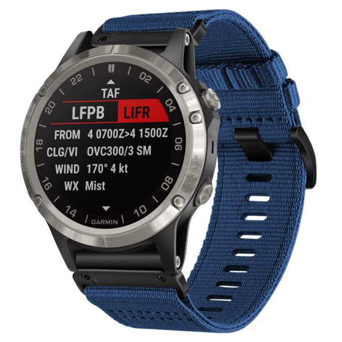 g.ny200.5 Navy Blue Pro Seatbelt Two Piece Watch Band Strap for Garmin D2 Delta