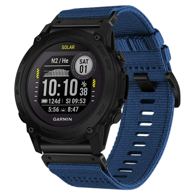 g.ny200.5 Navy Blue Pro Seatbelt Two Piece Watch Band Strap for Garmin Descent G1