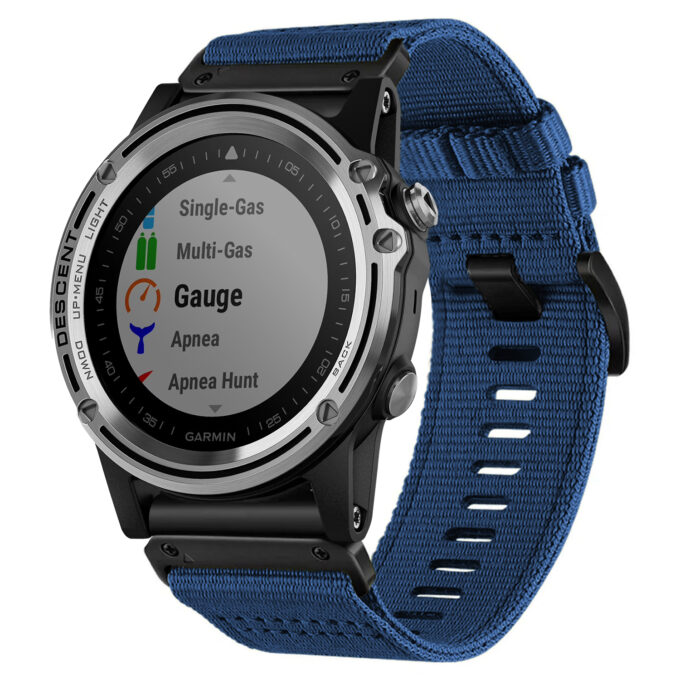 g.ny200.5 Navy Blue Pro Seatbelt Two Piece Watch Band Strap for Garmin Descent Mk1