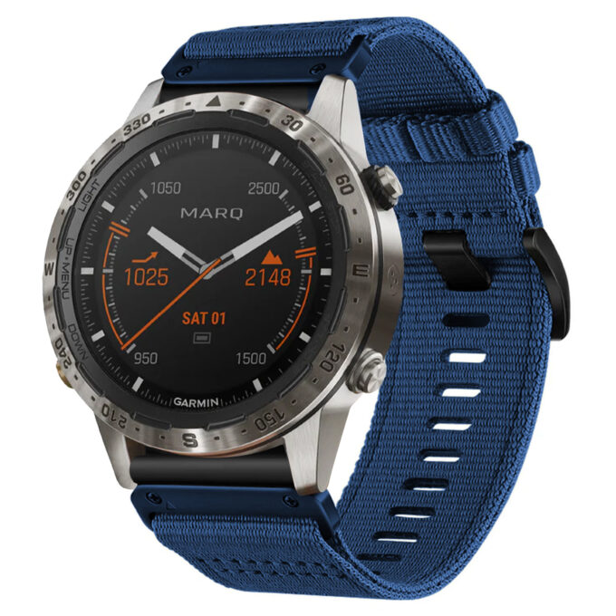 g.ny200.5 Navy Blue Pro Seatbelt Two Piece Watch Band Strap for Garmin MARQ