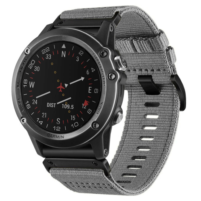 g.ny200.7 Grey Slate Pro Seatbelt Two Piece Watch Band Strap for Garmin D2 Bravo