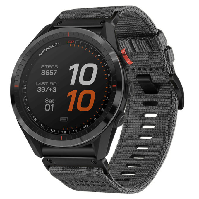 g,ny200.7 Grey Slate Pro Seatbelt Two Piece Watch Band Strap for Garmin Approach S62