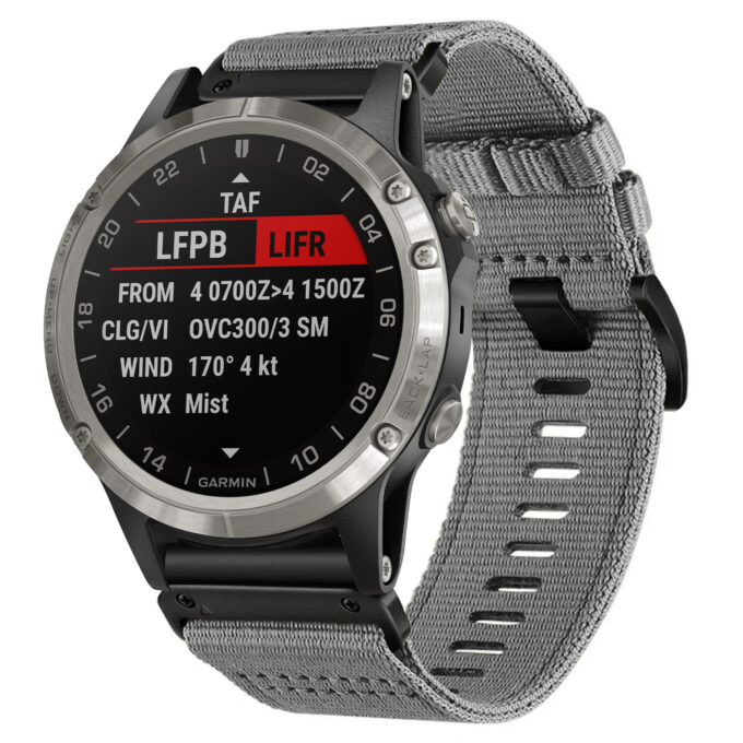 g,ny200.7 Grey Slate Pro Seatbelt Two Piece Watch Band Strap for Garmin D2 Delta