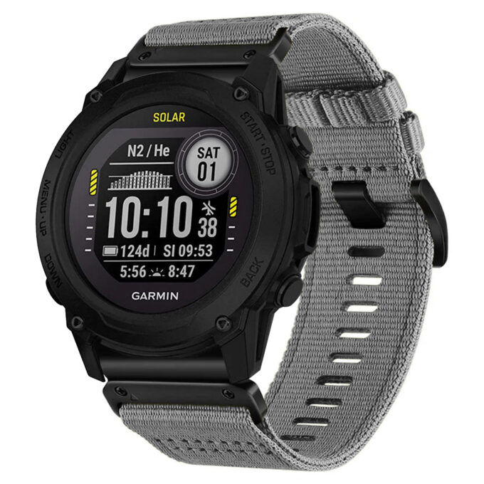 g,ny200.7 Grey Slate Pro Seatbelt Two Piece Watch Band Strap for Garmin Descent G1