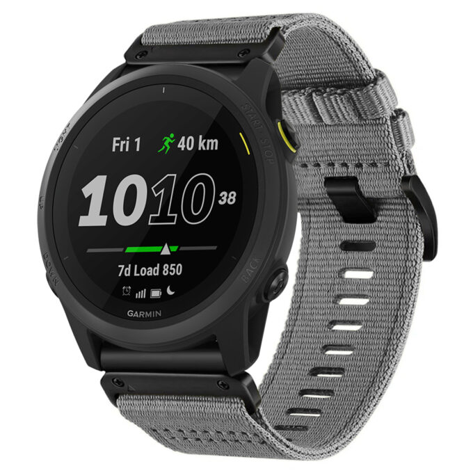 g,ny200.7 Grey Slate Pro Seatbelt Two Piece Watch Band Strap for Garmin Forerunner 745