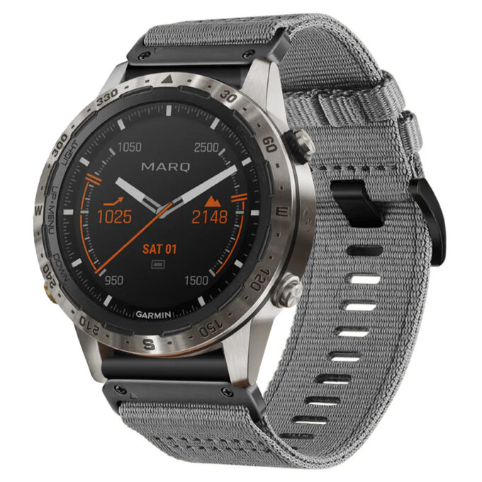 g,ny200.7 Grey Slate Pro Seatbelt Two Piece Watch Band Strap for Garmin MARQ