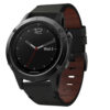 g.l11.1 Front Black Genuine Italian Leather Strap for Garmin QuickFit Devices for Garmin Fenix 5