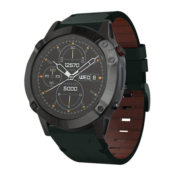 g.l11.11 Front Green Genuine Italian Leather Strap for Garmin QuickFit Devices for Garmin Approach S60