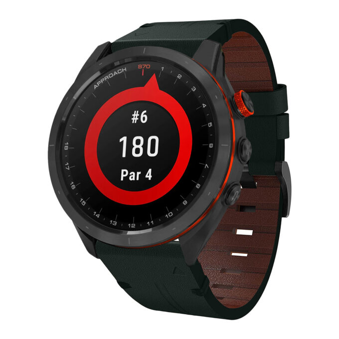 g.l11.11 Front Green Genuine Italian Leather Strap for Garmin QuickFit Devices for Garmin Approach S70 – 47mm