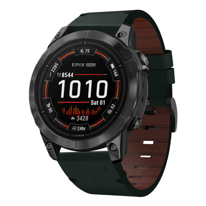 g.l11.11 Front Green Genuine Italian Leather Strap for Garmin QuickFit Devices for Garmin Epix Pro – 47mm