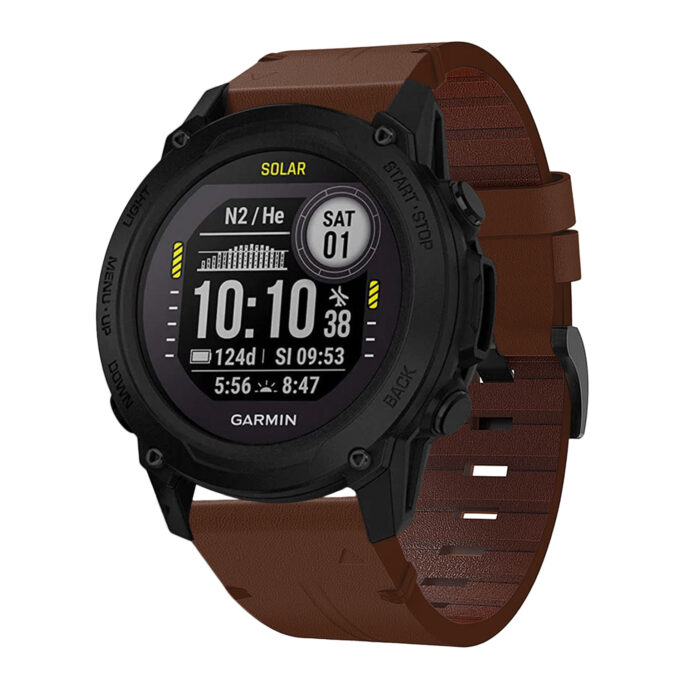 g.l11.2 Front Brown Genuine Italian Leather Strap for Garmin QuickFit Devices for Garmin Descent G1