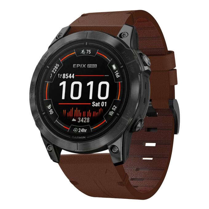 g.l11.2 Front Brown Genuine Italian Leather Strap for Garmin QuickFit Devices for Garmin Epix Pro – 47mm