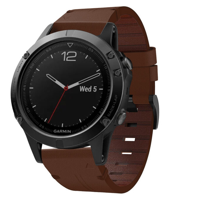 g.l11.2 Front Brown Genuine Italian Leather Strap for Garmin QuickFit Devices for Garmin Fenix 5