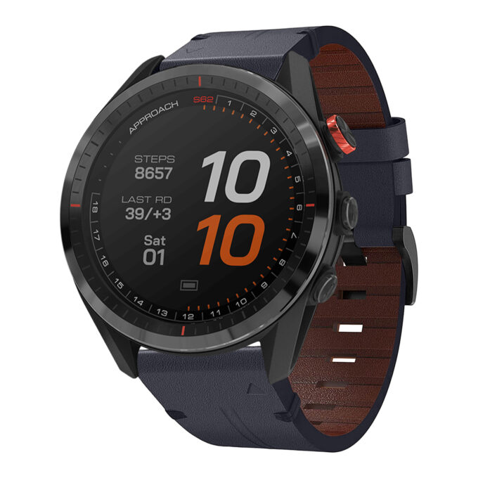 g.l11.5 Front Blue Genuine Italian Leather Strap for Garmin QuickFit Devices for Garmin Approach S62