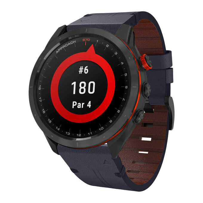 g.l11.5 Front Blue Genuine Italian Leather Strap for Garmin QuickFit Devices for Garmin Approach S70 – 47mm