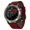 g.l11.6 Front Red Genuine Italian Leather Strap for Garmin QuickFit Devices for Garmin D2 Delta