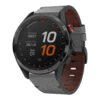 g.l11.7 Front Grey Genuine Italian Leather Strap for Garmin QuickFit Devices for Garmin Approach S62