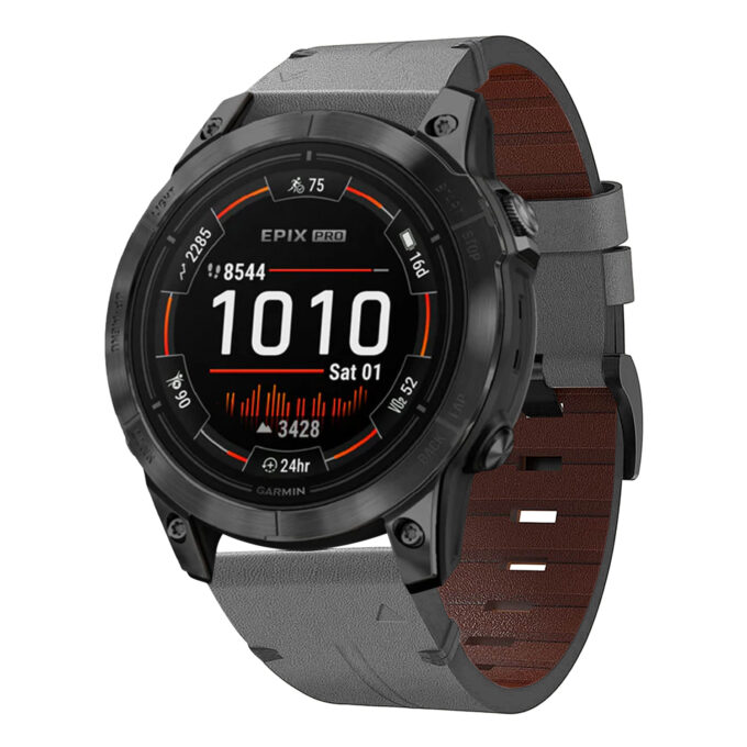 g.l11.7 Front Grey Genuine Italian Leather Strap for Garmin QuickFit Devices for Garmin Epix Pro – 47mm