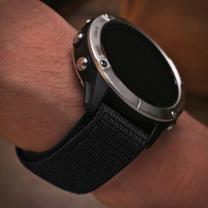 g.ny6a.1 Black Wrist StrapsCo Hook and Loop Horizon Watch Band Strap For Garmin Devices