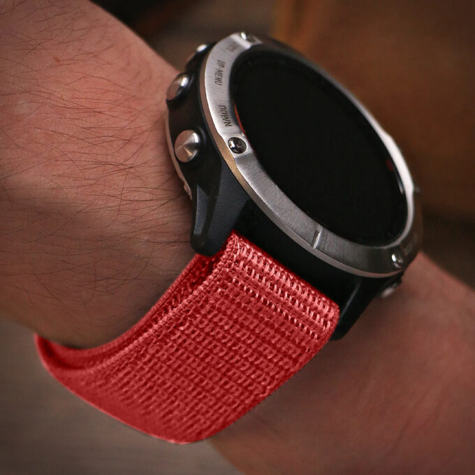 g.ny6a.6 Red Wrist StrapsCo Hook and Loop Horizon Watch Band Strap For Garmin Devices