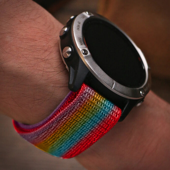 g.ny6a.abc Rainbow Wrist StrapsCo Hook and Loop Horizon Watch Band Strap For Garmin Devices