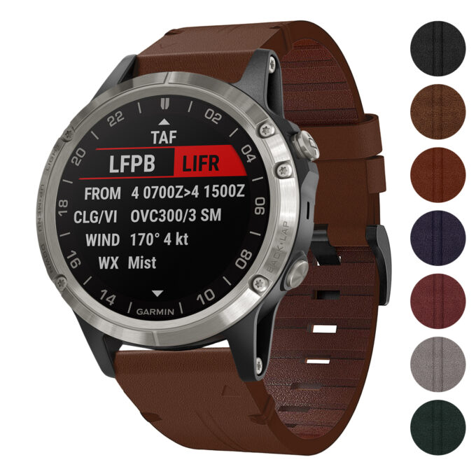 g.l11 Gallery Brown Genuine Italian Leather Watch Band Strap for Garmin D2 Charlie