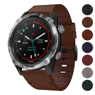 g.l11 Gallery Brown Genuine Italian Leather Watch Band Strap for Garmin Descent Mk2