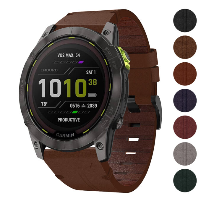 g.l11 Gallery Brown Genuine Italian Leather Watch Band Strap for Garmin Enduro 2
