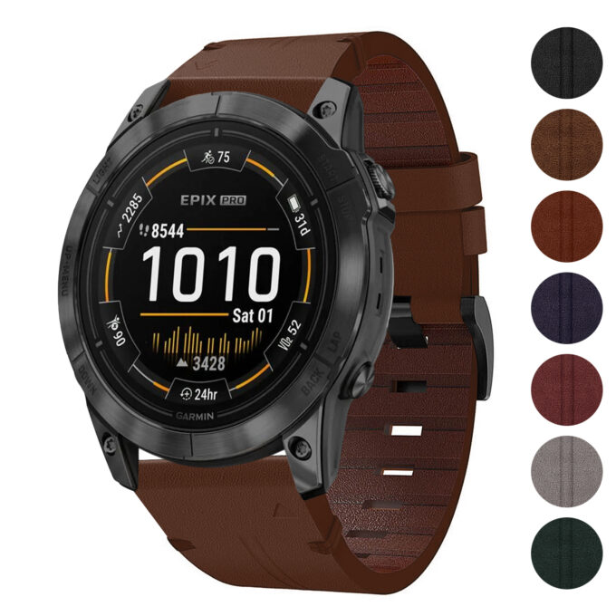 g.l11 Gallery Brown Genuine Italian Leather Watch Band Strap for Garmin Epix Pro – 51mm