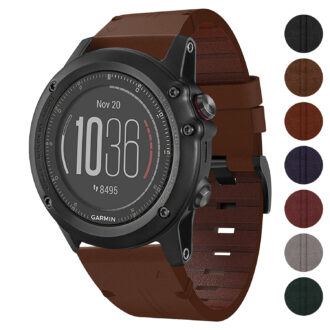 g.l11 Gallery Brown Genuine Italian Leather Watch Band Strap for Garmin Fenix 3 & 3 HR