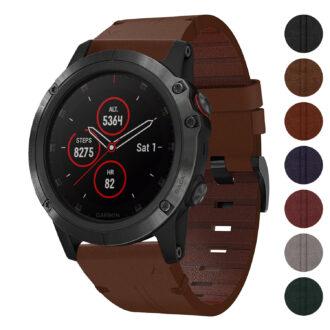 g.l11 Gallery Brown Genuine Italian Leather Watch Band Strap for Garmin Fenix 5X