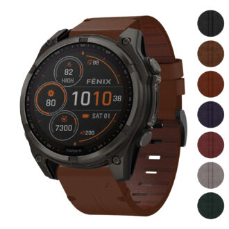 g.l11 Gallery Brown Genuine Italian Leather Watch Band Strap for Garmin Fenix 8 47mm
