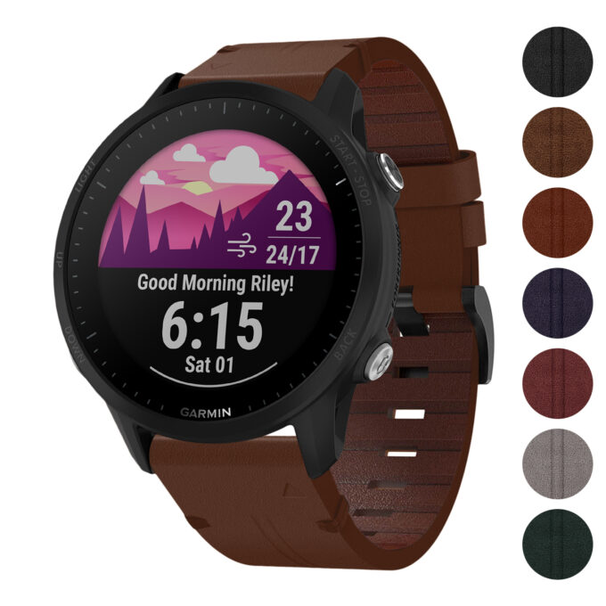 g.l11 Gallery Brown Genuine Italian Leather Watch Band Strap for Garmin Forerunner 955