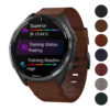 g.l11 Gallery Brown Genuine Italian Leather Watch Band Strap for Garmin Forerunner 965
