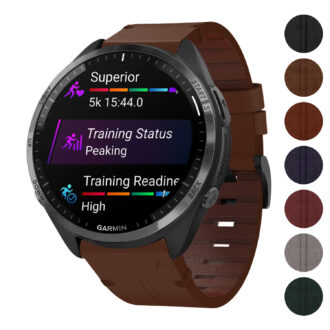 g.l11 Gallery Brown Genuine Italian Leather Watch Band Strap for Garmin Forerunner 965