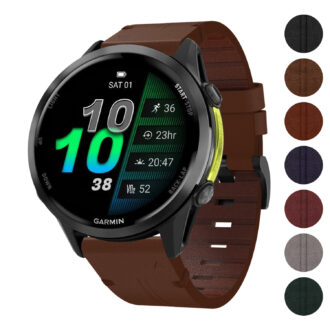 g.l11 Gallery Brown Genuine Italian Leather Watch Band Strap for Garmin Forerunner 970